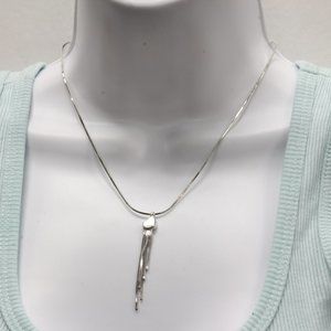 New Real 925 Silver Dangle Heart Chain Necklace